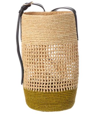 Khaite Billie Small Raffia & Leather Bucket Bag