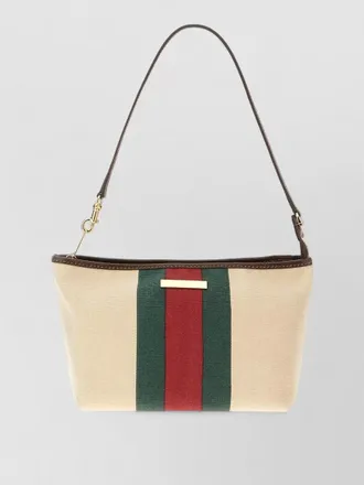 Gucci canvas shoulder bag gold tone hardware tricolor