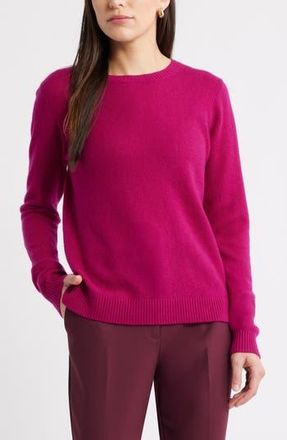Caslon Cashmere Crewneck Sweater in Pink Plumier at Nordstrom Rack, Size Xx-Small
