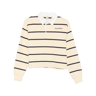 Sporty & Rich Polo Shirts, female, Beige, Size: M Striped Polo Sweater