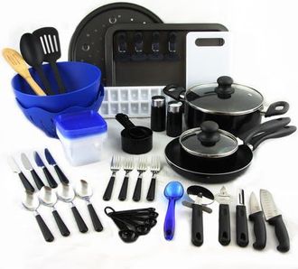Gibson Total Kitchen 59 Piece Combo Set in Black at Nordstrom