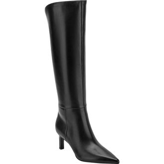 Marc Fisher Esmee Pointed Toe Knee High Boot in Black Leather at Nordstrom Rack, Size 5.5