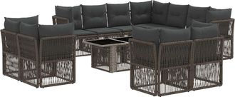 vidaXL Conjunto De Sof&aacute;s De Jard&iacute;n 12 Uds. Gris Rat&aacute;n Sint&eacute;tico Vidaxl