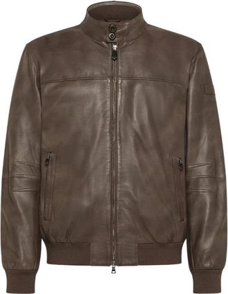 Peuterey Vintage Bruin Leren Bomberjack - Heren - Leren en Su&egrave;de Jassen - Bruin - L - Jassen
