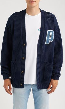 Les Deux x Prince Openwork Cotton Cardigan in Dark Navy at Nordstrom, Size Xx-Large