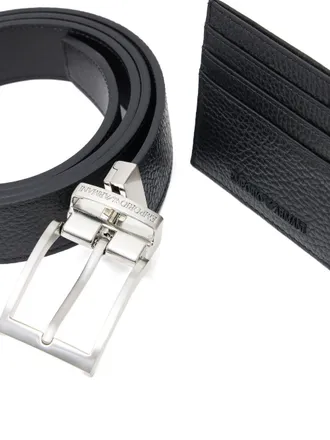Emporio Armani Pebbled Leather Belt - Black