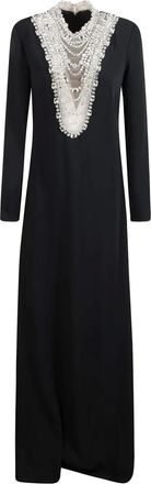 Costarellos Dellana crystal-embellished long-sleeve maxi dress - Black