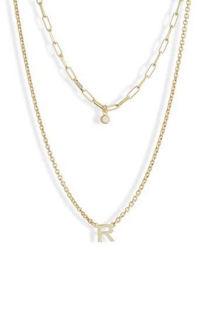 Meshmerise Diamond Initial Charm Necklace in Yellow-R at Nordstrom Rack
