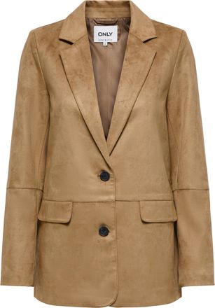 Only Lederimitatjacke ONLY ONLTULIP FAUX SUEDE BLAZER CC OTW, Damen, Gr. XL, cognac, Web, Obermaterial: 90% Polyester, 10% Elasthan, unifarben, normal, V-A