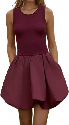 Naked Zebra Sleeveless Bubble Skirt Mini Dress In Wine