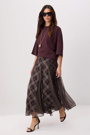 Trendyol Modest Dames Bruin Geruit Maxi A-lijn Modest Rokken
