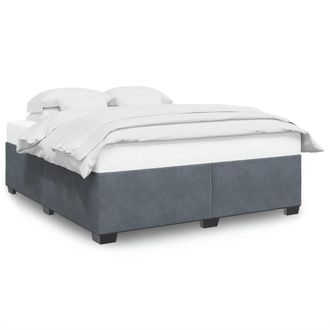 Berkfield Home Bed Frame without Mattress Dark Grey&not;Super King Velvet in Grey | Size: Super King
