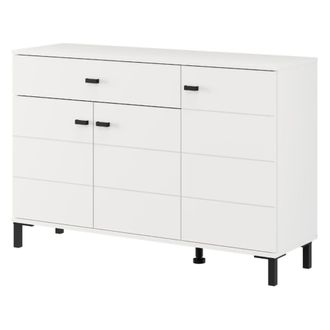 Dmora Credenza Djanet, Aparador 2 Estantes, Un Caj&oacute;n, 3 Puertas, 116x35x78h Cm Blanco