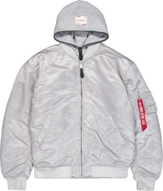 Alpha Industries Bomberjacke ALPHA INDUSTRIES MA-1 D-Tec Studio, Herren, Gr. XXL, grau (pastel grau), Obermaterial: 100% Nylon, Futter: 100% Nylon, Kapuze: 75% Baumwol