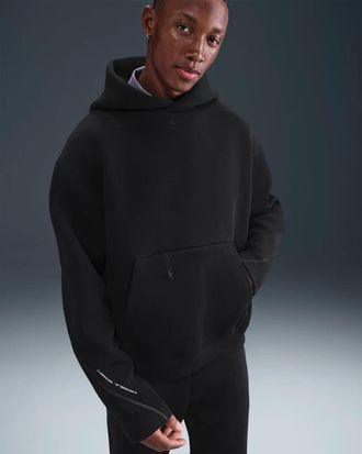 Nike Tech Oversized Fleece Hoodie Mens Black Kangaroo Pocket Pullover JAX1065