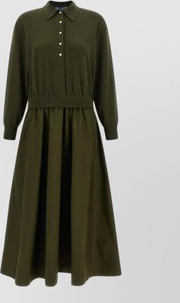 Polo Ralph Lauren maxi polo-collar knit bodice flared dress