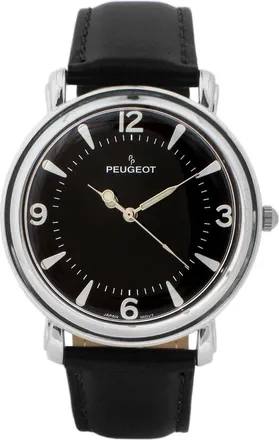 Peugeot Retro Design Domed Crystal Leather Strap Watch - 38MM in Black at Nordstrom