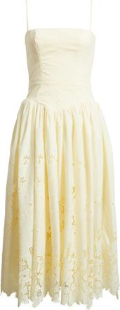House of CB Ysabella Lace Skirt Stretch Cotton Cocktail Dress in Lemon at Nordstrom, Size X-Small