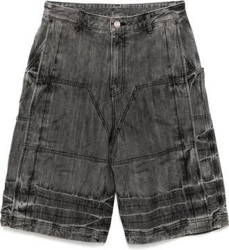 Juun.J Shorts denim con lavaggio acido - Nero