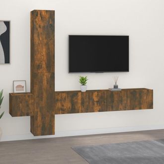 Berkfield Home 5 Piece TV Cabinet Set Smoked Oak Engineered Wood in Brown