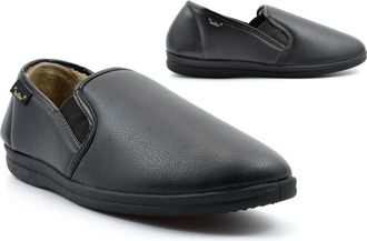 Generic Mens Slip On Slippers Size 11 Mens Fleece Lined Slipper Size 7 Comfort Slipper Comfort Slippers Fleece Lined Slip On Sizes 7-12 Black 10 UK