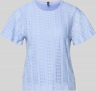 Vero Moda Kurzarmbluse mit Lochstickerei Modell CASSANDRA in Hellblau, Gr&ouml;&szlig;e XL