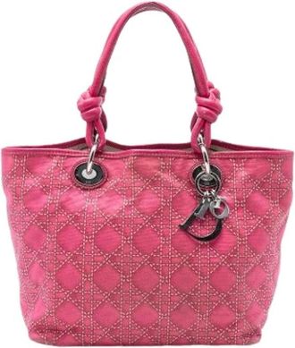 Dior Pre-owned Handbags, female, Pink, Size: ONE SIZE Pre-owned Printed Canvas Tote