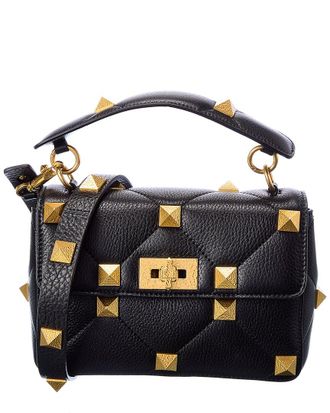 Valentino Roman Stud Medium Grainy Leather Shoulder Bag