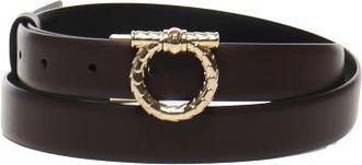 Ferragamo Omkeerbare Leren Riem- Bruin/Zwart - Dames - Riemen - Bruin - 100 CM - Leer - Accessoires