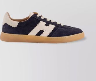 Hogan cool low-top suede sneakers with contrast heel tab