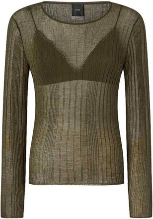 Pinko Alchemilla Sweater - Dames - Ronde hals truien - Groen - M - Katoen - Truien & Vesten
