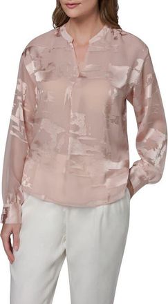 DKNY Satin Jacquard Top in Snow Petal at Nordstrom, Size X-Small