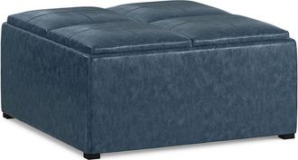 Simpli Home Avalon 35In Contemporary Square Coffee Table Storage Ottoman