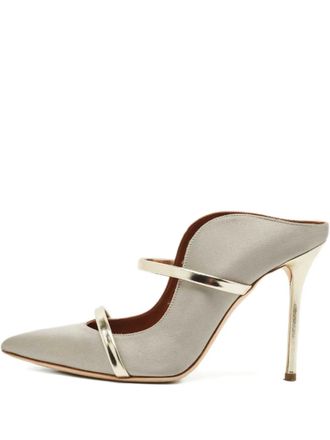 Malone Souliers Maureen wave-cut mules - women - Satin/Calf Leather/Calf Leather - 39 - Grey