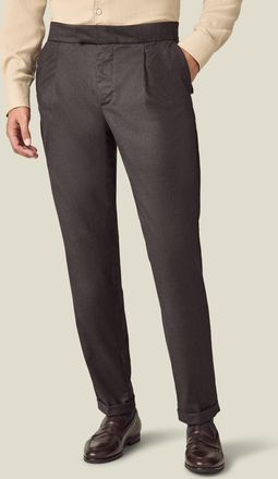 Luca Faloni Chocolate Brown Wool Pleated Trousers
