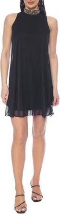 Tash And Sophie Beaded Neck Shift Dress in Black /Gold at Nordstrom Rack, Size X-Large