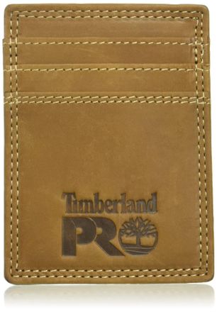 Timberland Mens Leather Front Pocket Wallet with Money Clip Accessory, Wheat, One Size