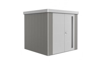 BIOHORT Caseta Metalica Jardin Neo 2c Doble Puerta Color Gris Cuarzo Metalizado