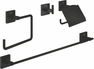 GROHE QuickFix Start Cube - Set di accessori da bagno 4 in 1, nero opaco 411152430 - Grohe