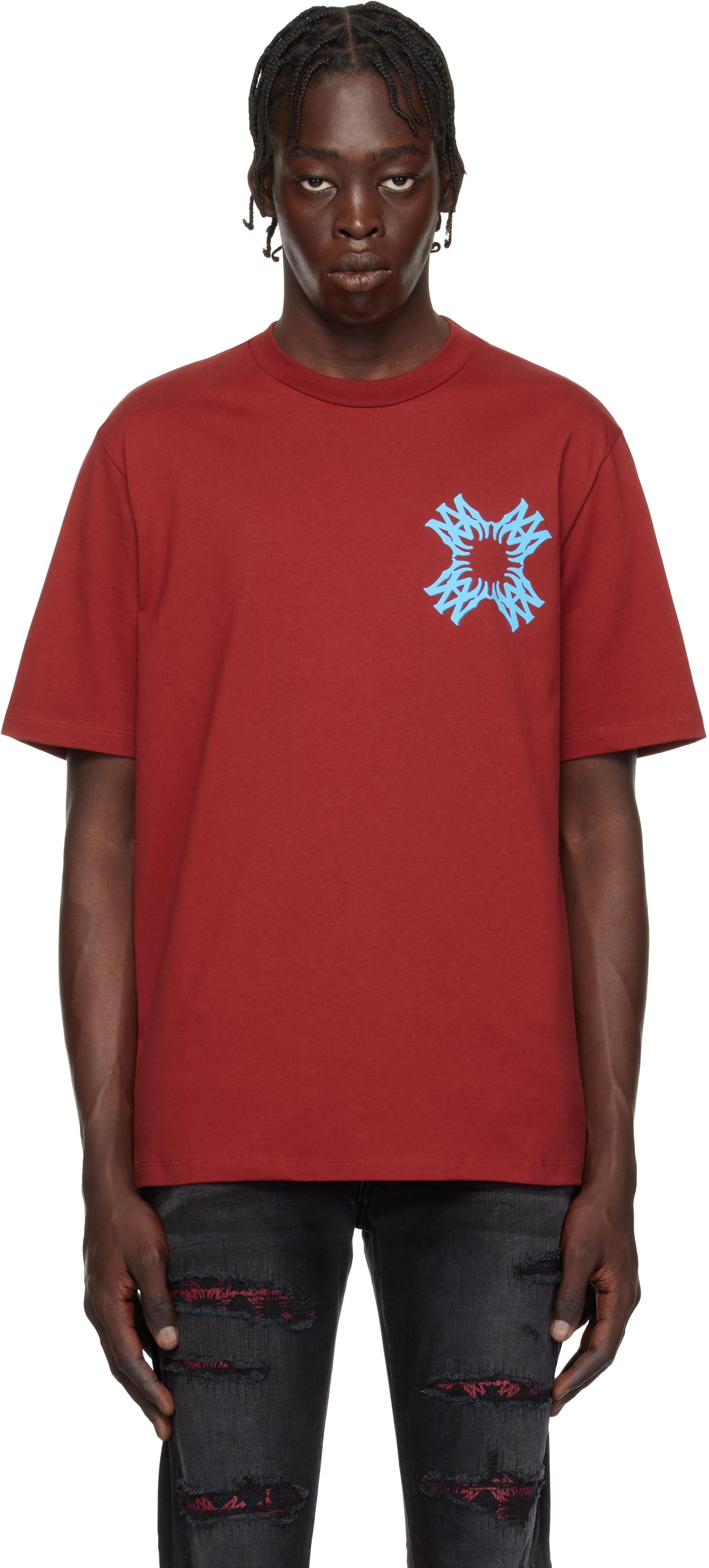 Valentino Mens Cotton Tshirt With ChezPrint in Red | Size