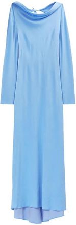 Moschino Lange Crepe Jurk in Blauw - Dames - Maxi kleedjes - Blauw - L - Kleedjes