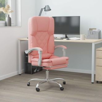 vidaXL Silla De Oficina Reclinable Masaje Cuero Sint&eacute;tico Rosa Vidaxl