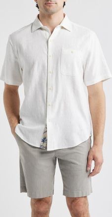 Tommy Bahama Breeze Island Short Sleeve Cotton Jacquard Button-Up Shirt in White at Nordstrom, Size 3Xlt