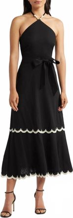 Eliza J Beaded-Strap Contrast Dress In Black