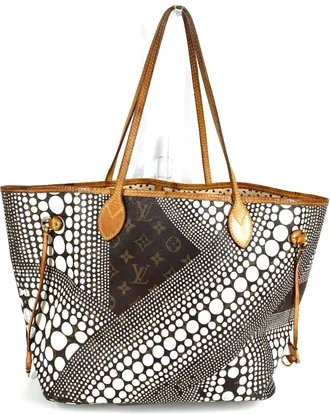 Louis Vuitton Brown White Monogram Canvas Shoulder Bag Tote Bag (Pre-Owned)