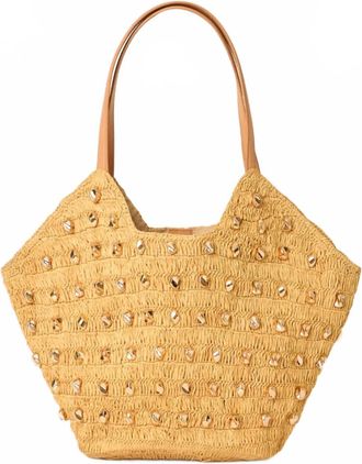 BTB Los Angeles Womens Studded Galia Tote Bag In Beige