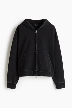 H&M Hoodiejacke mit Zipper in Oversized Fit - Schwarz