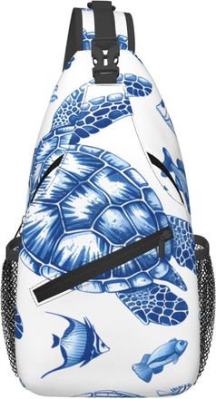 Generic Blue Sea Underwater World Elements Shoulder Bag Lightweight Cross Body Bag Trendy Daypack For Outdoors Shopping Workout
