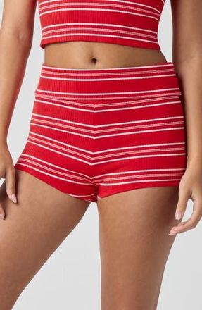 Florence By Mills Shortie Rib Shorts in Poppy Red Strpe at Nordstrom Rack, Size Xx-Small