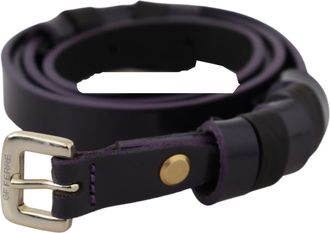 Gianfranco Ferre Leather Thin gold Metal Chrome Buckle Womens Belt